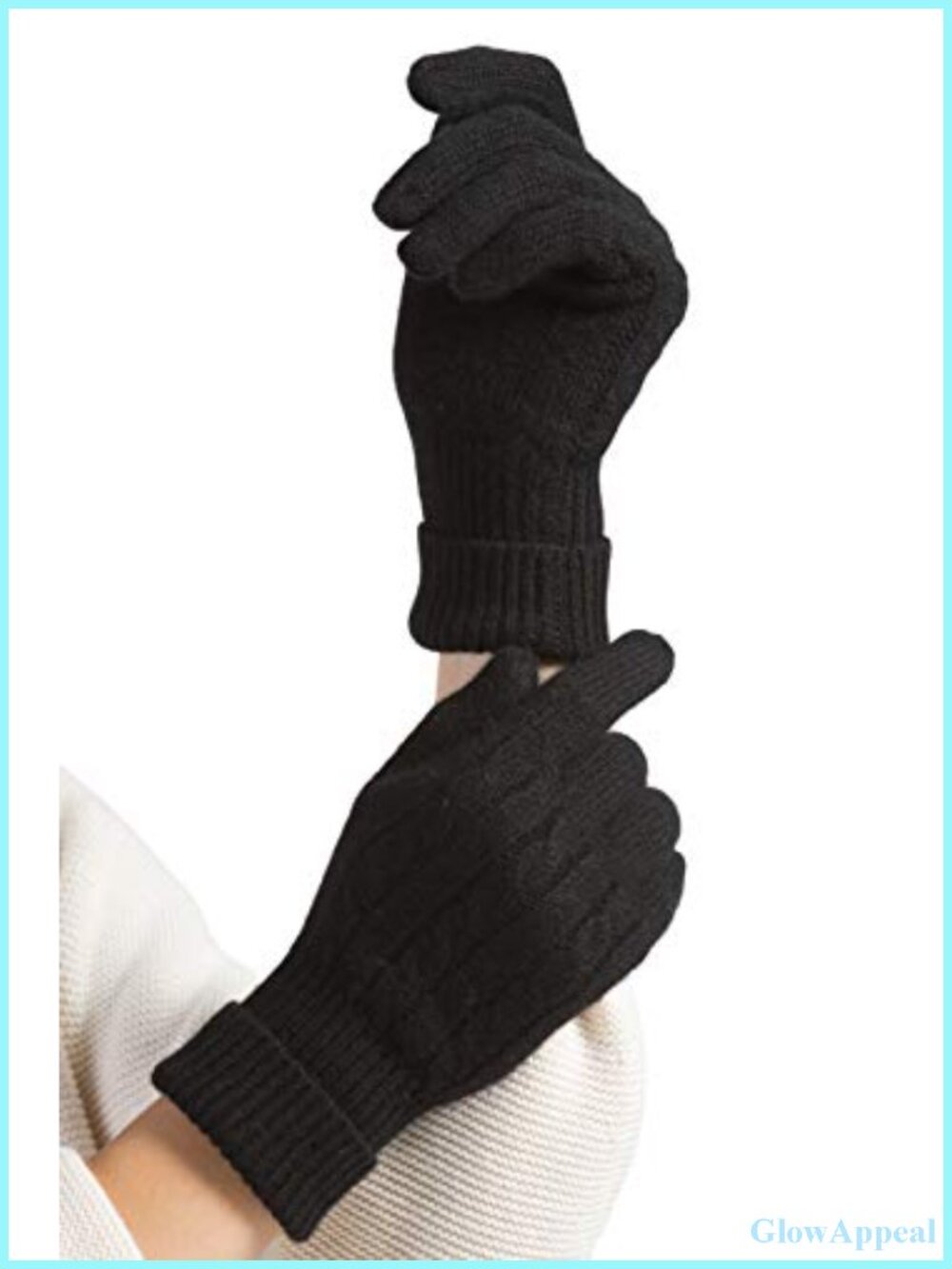 Women's 100% Pure Cashmere Cable Knit Gloves, Extended Cuff, One Size